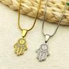 Evil Eye Fatima Hand Pendant Necklace For Women Girls Stainless Steel Gold Color Rhinestone Turkish Chain Jewelry Gifts Collar