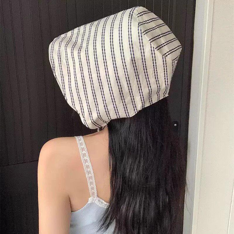 New Summer Women'S Striped Bucket Hat Japanese Style Wide Brim Sun Protection Hat Versatile Sun Hat