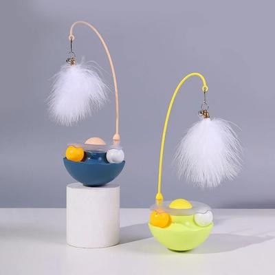 Brinquedo para Gato Tumbler Varinha Removível Pena Bola Arranhadora Anti-Mordida Prato Giratório Brinquedo Interativo Para Gatos Pequenos, Gatinho Suprimentos Interessantes para Animais de Estimação