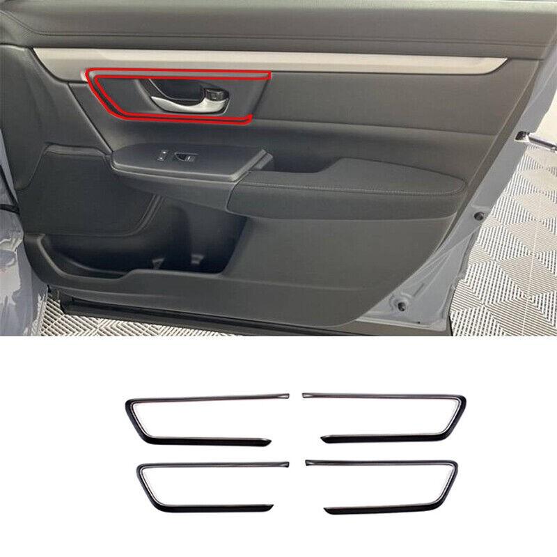 Dark Wood Grain Inner Door Handle Strip Cover Trim 4pcs For Honda CR-V 2017-2022