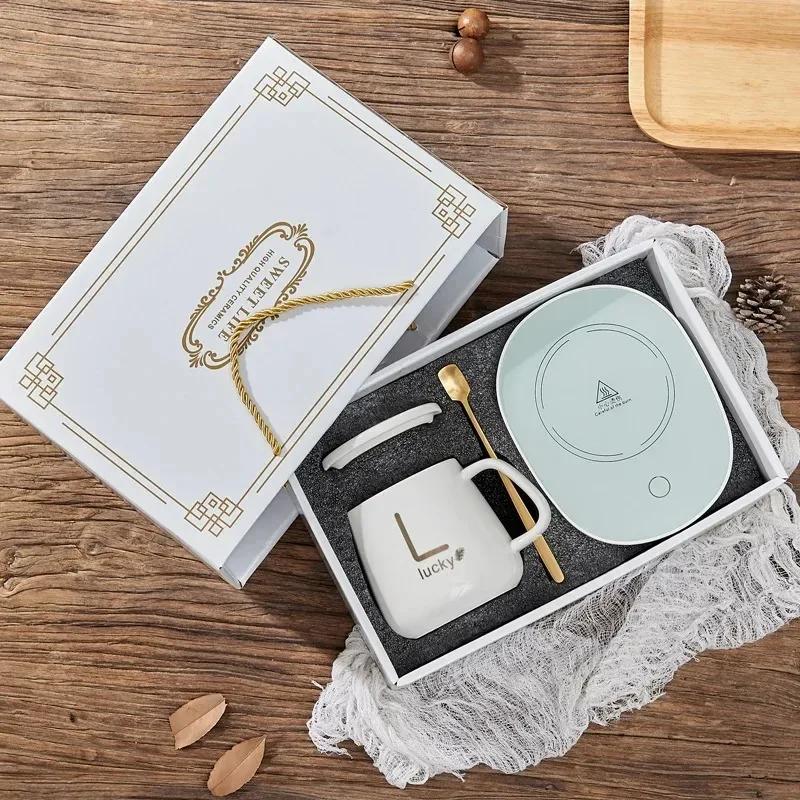 Mug Christmas Gift Set Simplicity Practical Thermostat Cup Multi Scenario Apply Warm Ceramic Mugs With Spoon And Organizer Bags
