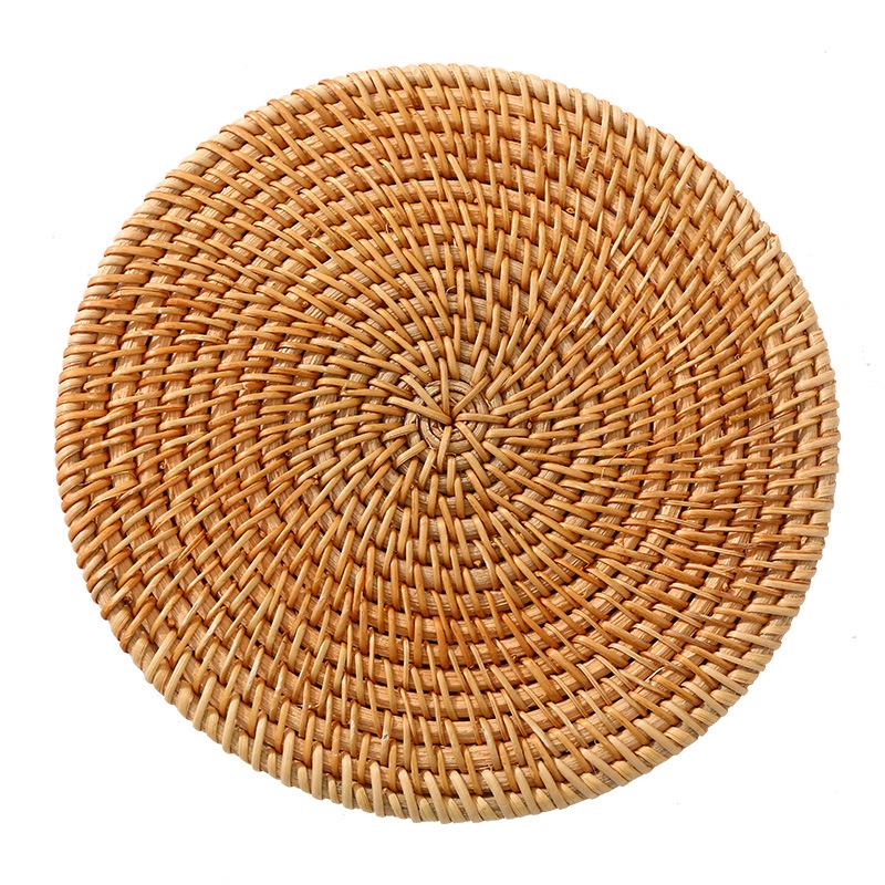 Cup Mat Round Natural Rattan Hot Pad ,Hand Woven Hot Insulation Placemats Table Padding Kitchen Decoration Accessories