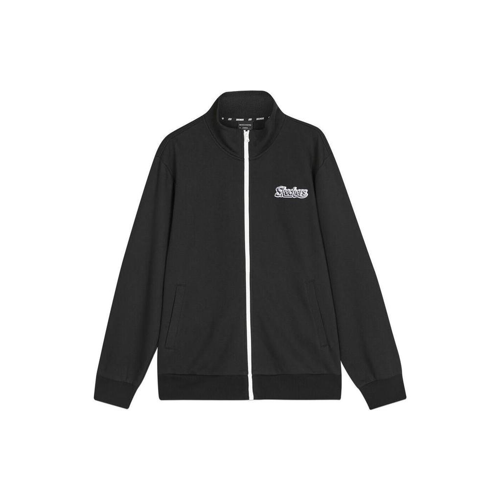 Skechers Solid Color Loose Fit Stand Collar Zip Sports Jacket Unisex Jackets Carbon-Black L423U095-0018