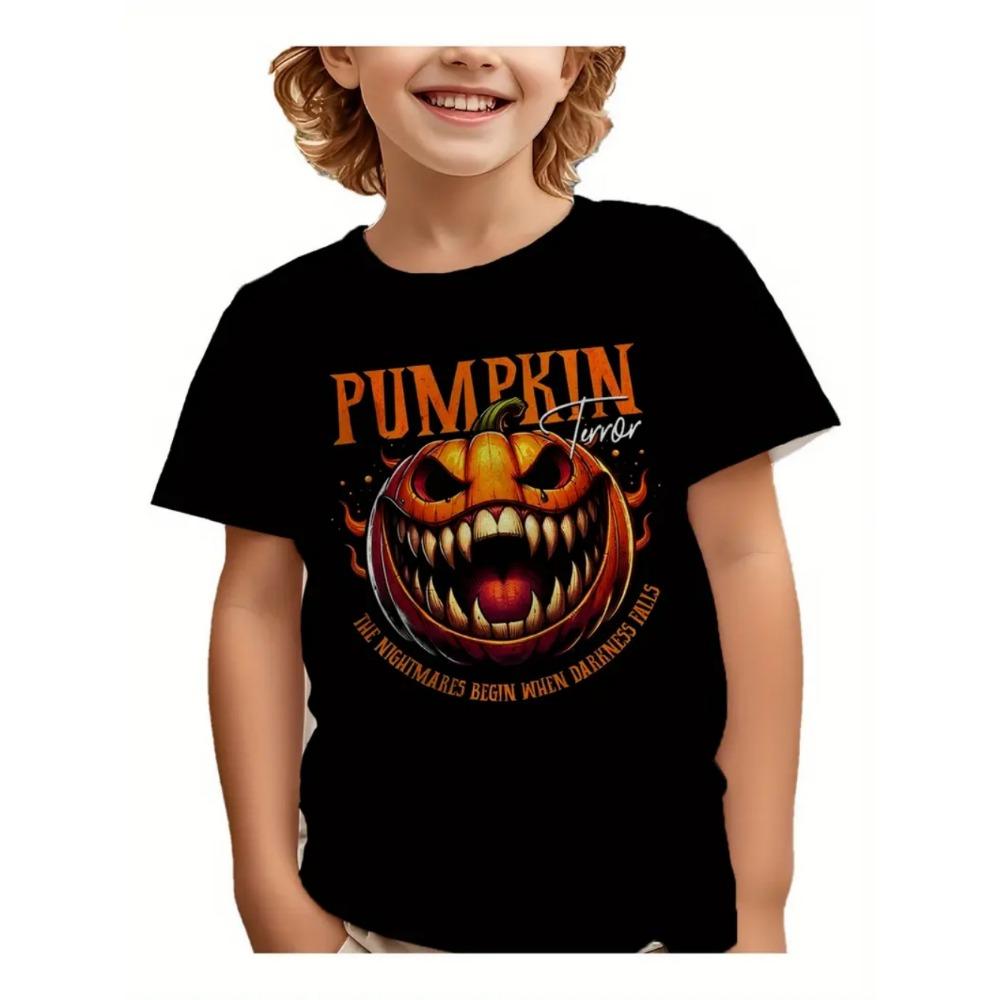 Children T Shirt Halloween 3D Printed Pumpkin T-Shirt Fashion Comfort T Shirt Casual Short Sleeve Tops Tees Children's Clothing