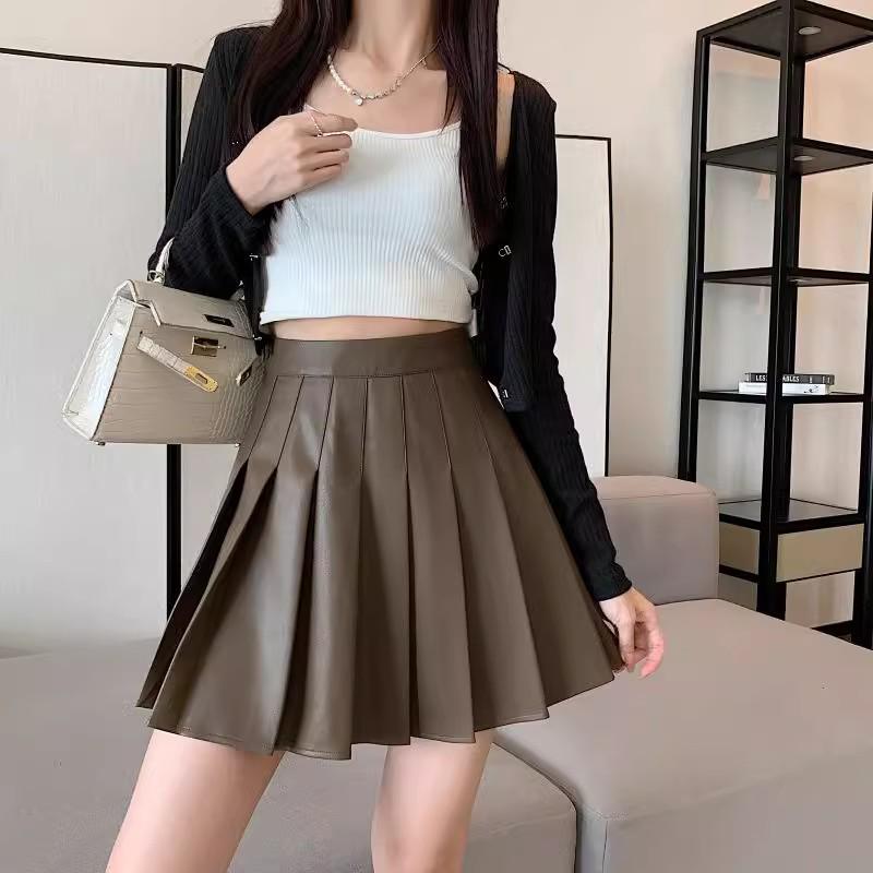 2024 Damen Schwarzer Plissierter High-Waist A-Linien Rock - Neues Herbst Schlankmachendes JK Kurz Midi Design