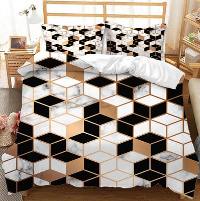 Geometric Luxury Honeycomb Stone Pattern 3D Printed Bedding Set Queen Size 2/3pcs Microfiber Duvet Cover Cool Style