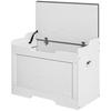 103 Liter Storage Chest, Storage Bench with Safety Hinge, Seat Cushion, for Various Rooms, White