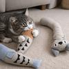 Cute Stuffed Simulation Fish Cat Toy Soft Cat Shape Pet Squeaky Toy with Bell Bite Resistant Interactive Chew Toy Training Aid
