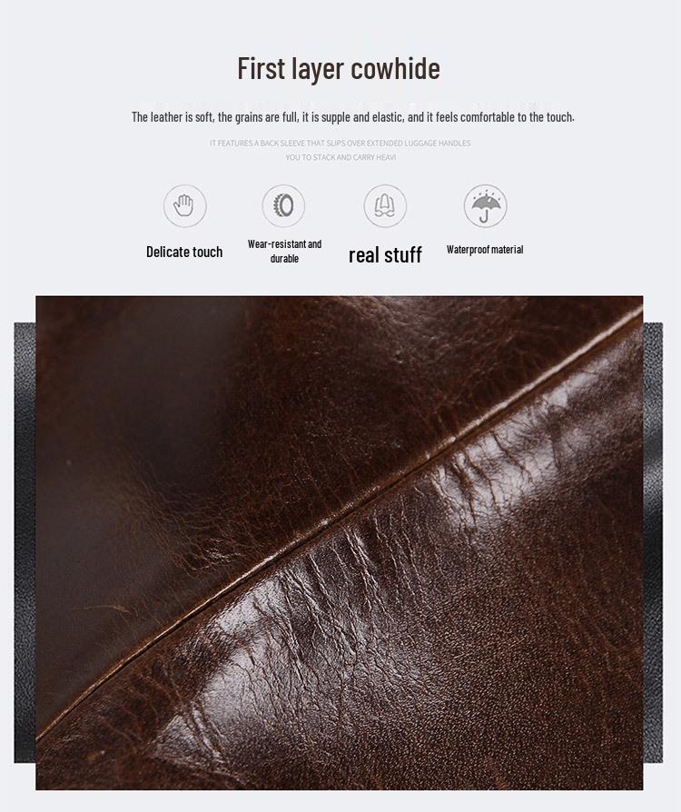 Jiameida Retro Genuine Leather Men's Business Briefcase - Large Capacity Handbag and Laptop Bag