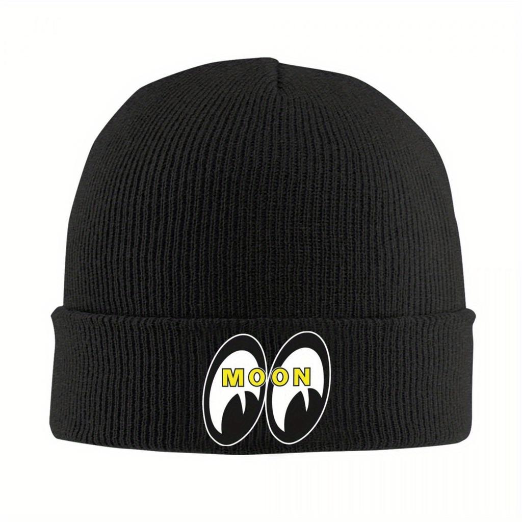 Mond Augen Motorradrennen Strickmütze für Damen Unisex Skullies Beanies Herbst Wintermütze Acryl JDM Hip Hop Kappen