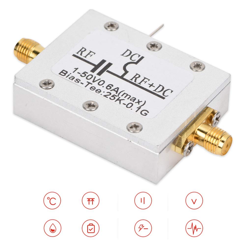 Ciglow Bias Tee Broadband, 25K-100MHz Coaxial Feed RF Broadband Radio Frequency Microwave Coaxial Bias.