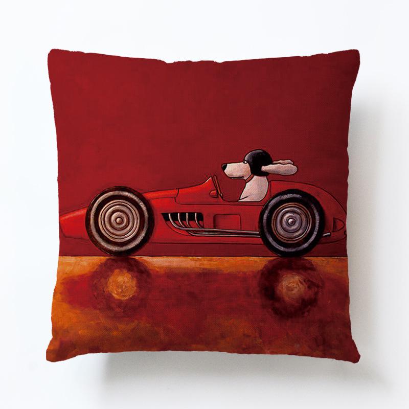 45x45cm Linen Pillow Decorative Linen Cushion Cover Cartoon Vintage Car Pillow Case
