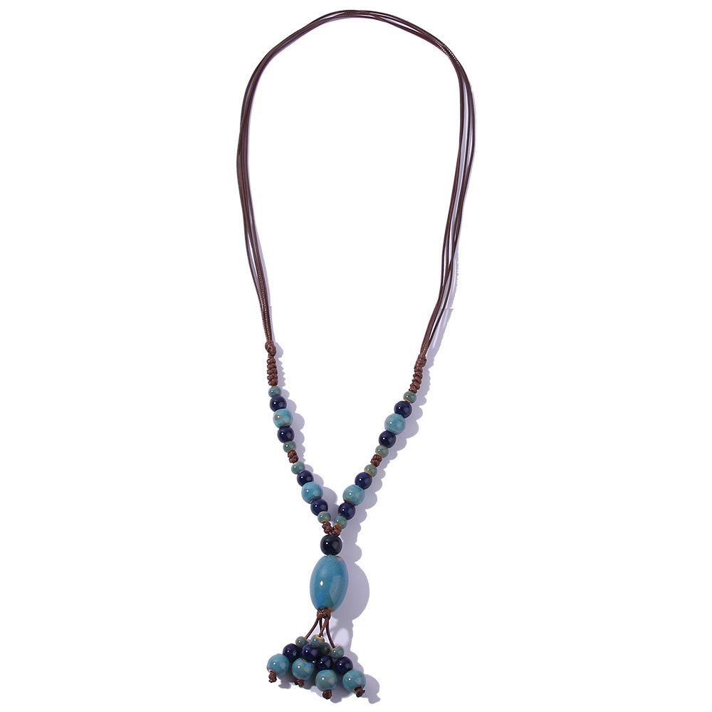 Bunte Retro unregelmäßige Keramik Perlen Halskette antike Anhänger für Frauen Schmuck Geschenk