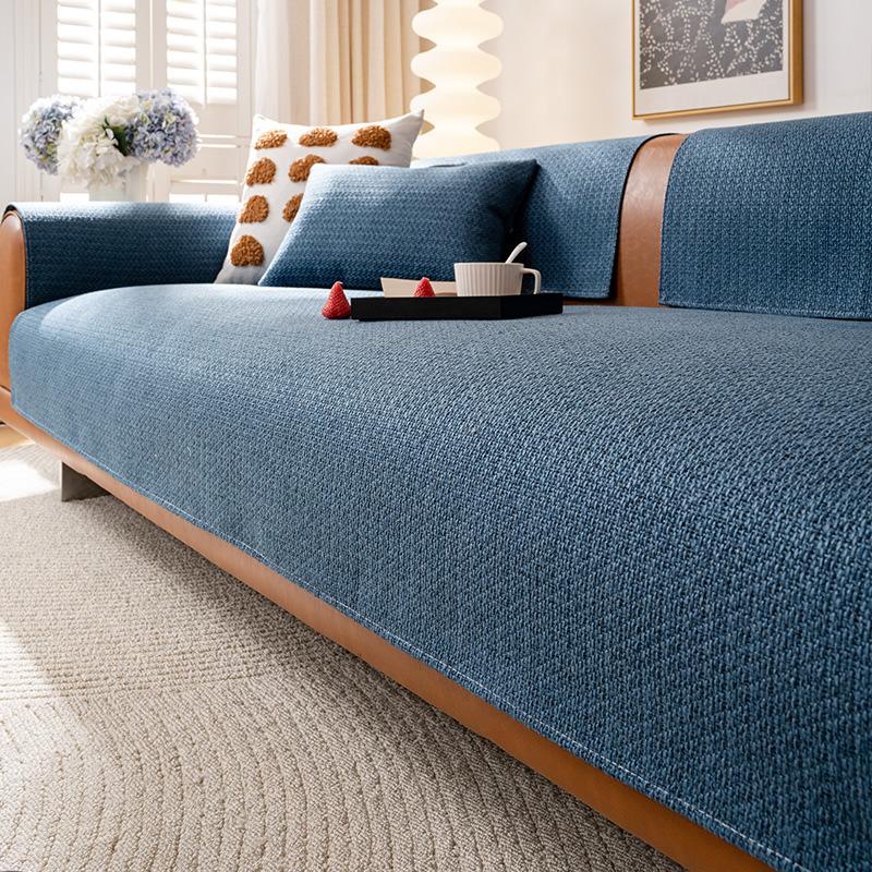 Solid Color New Cotton And Linen Sofa Cushion, Simple And High-End Sofa Cover, Universal Non-Slip Backrest Cover Cloth Towel For All Seasons