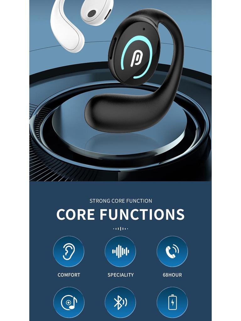 MK9 Bluetooth Earbuds with External Sound - Single Ear, Ear Hook Style for Business, Sports, and Running.