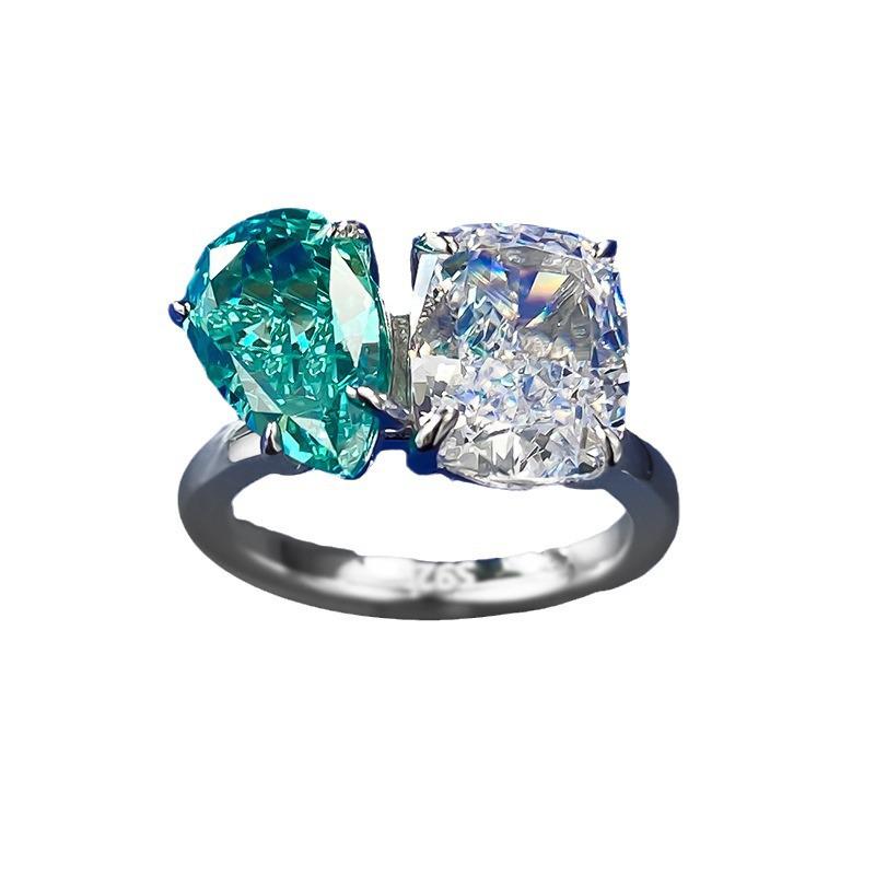 Luoxi Temple Jewelry 2023 High Carbon Diamond 7x11mm Paraiba Ring – Stylish & Versatile
