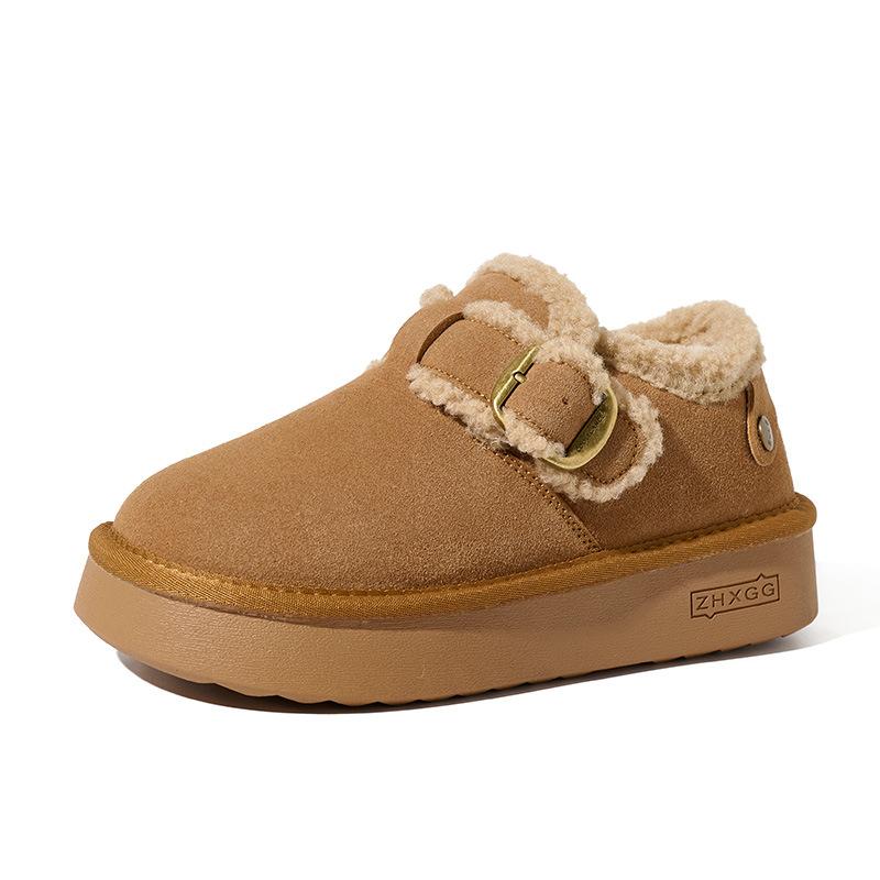 

Women s Large Size Soft Sole Heightening Winter Warm One Foot Stirrup Fur One Anti-slip Snow Boots Plush Lined Ankle Boots Outdoor Sports Cotton Boots 40