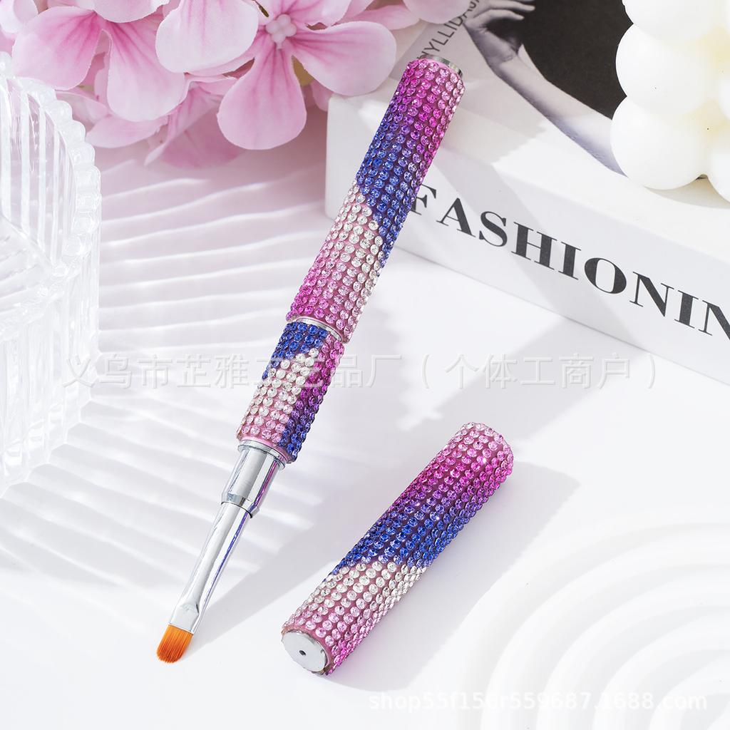 Diamond nail art full diamond double-ended light therapy pen light therapy pen ultra-thin brush mark sucking cat eye nail polish special tool
