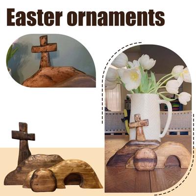 Cross Easter Scene Wooden Decoration Desktop Ornaments