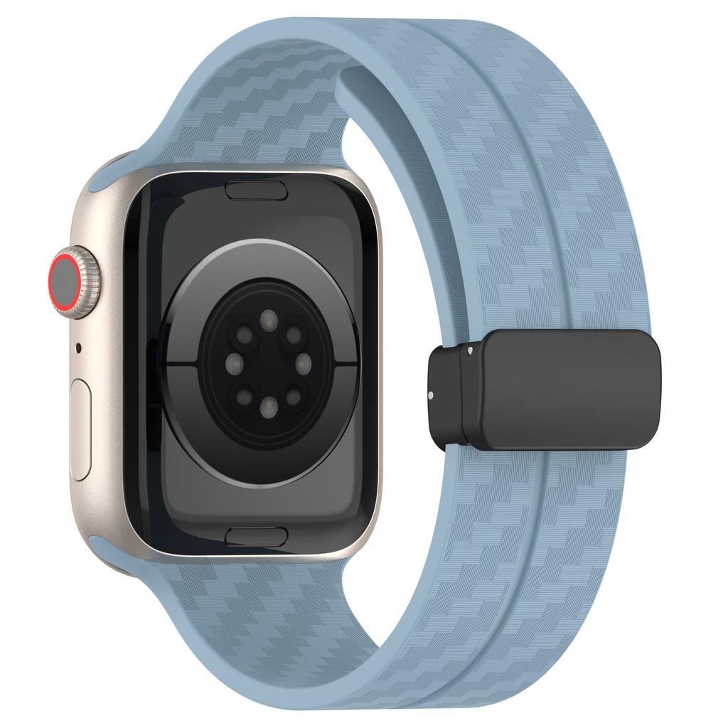 KALEBOL Magnetisches Silikonarmband für Apple Watch Serie 10 9 8 7 SE 6 5 4 3 2 1 42mm 41mm 40mm 38mm Carbonfaser-Textur Uhrenarmband
