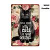 Vintage Cat Metal Sign 8x12 Inch Wall Decor for Home Kitchen Bathroom Cat Lover Gift
