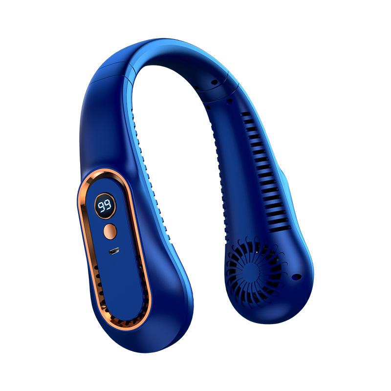 Portable neck fan, cooling neck fan, portable rechargeable, powered by 5200mAh battery, 4-speed hands-free bladeless neck fan синий