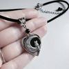 Gothic Heart-shaped Little Cat Crescent Moon Pendant Necklace for Women Men Cute Personality Collar Chain Jewelry Accessory Gift