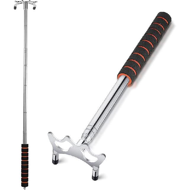 Skylety Retractable Pool Bridge Stick, Billiards Cue Bridge with Metal Head, Screw Thread Removable Head, Billiards Cue Accessory for Pool Table Low Bridge Head