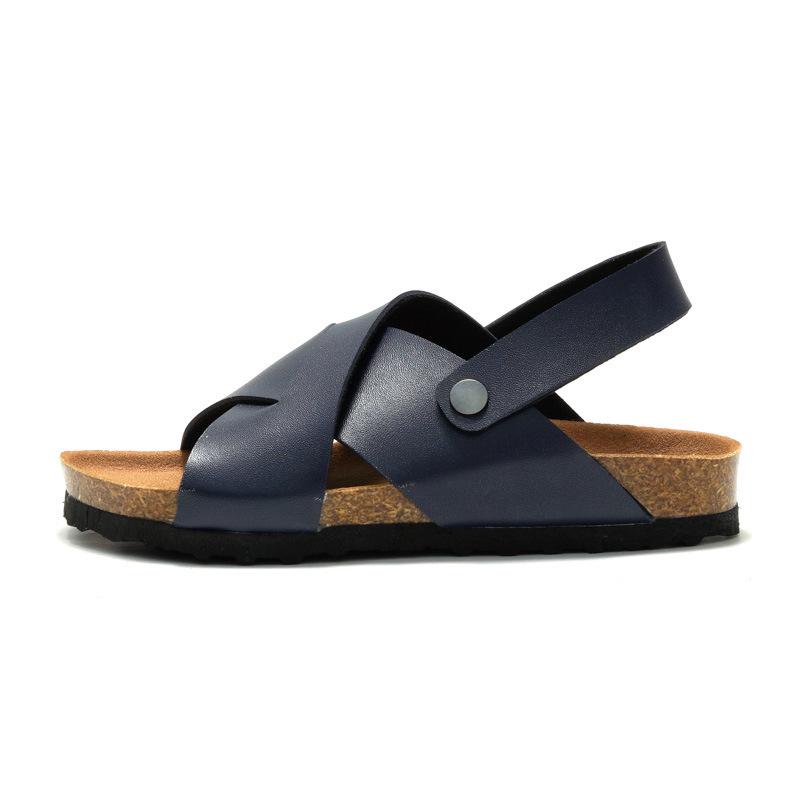 RUIZUSTOCK Retro Kids Cork Sandals - Summer Outdoor Slippers for Boys & Girls, Medium & Large Sizes 31 темно-синий