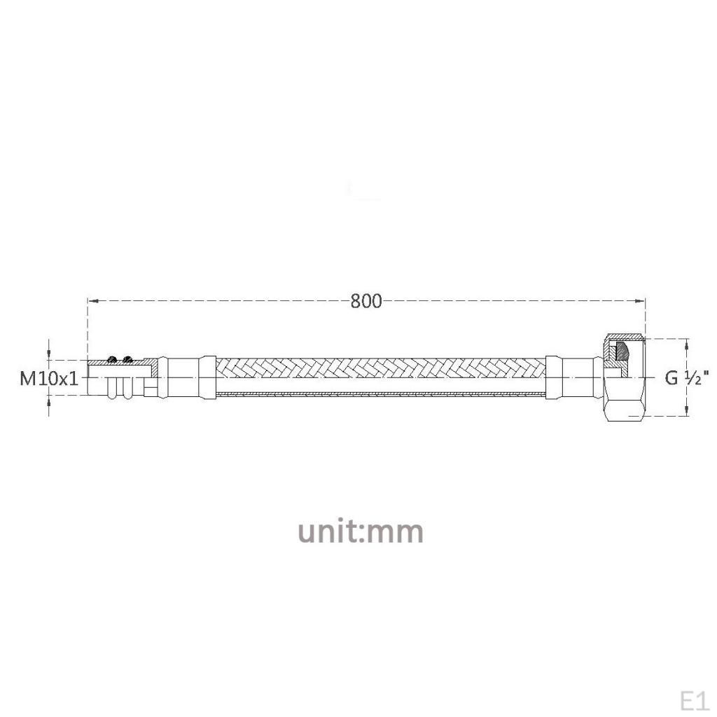 60cm / 80cm Μήκος με G1/2'' DN15 Διεπαφή Θερμοσίφωνες Συνδετήρας Τουαλέτας Μπιντέ Πλεκτή Σωλήνα Βρύσης
