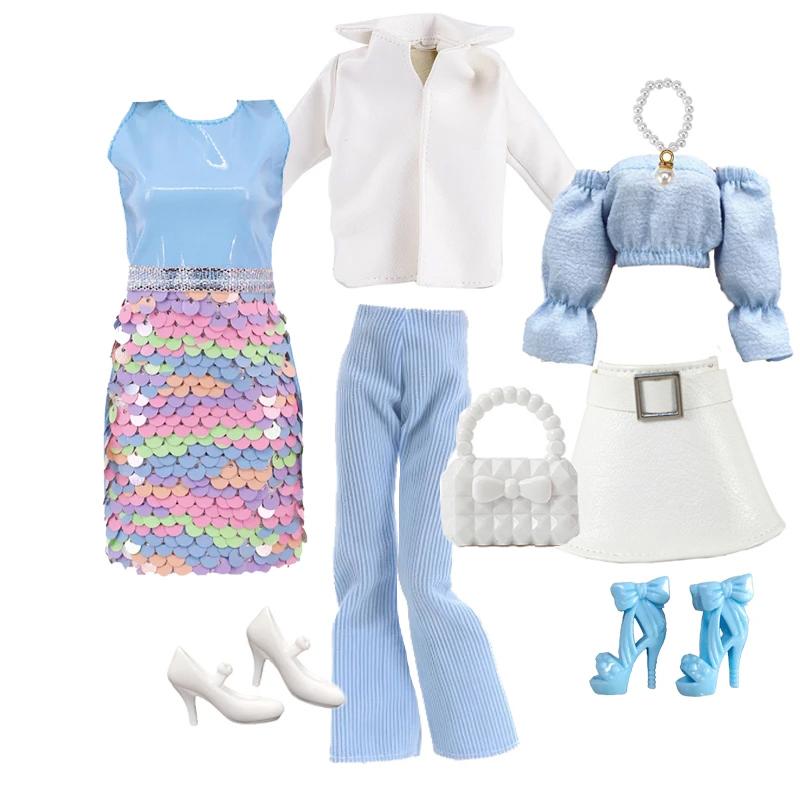 

Одежда для кукол 1/6 Модный микс Синий меховой пальто Стиль для 12-дюймовых модных кукол Набор нарядов Ручная работа 30 см Аксессуары для одежды кукол One Size