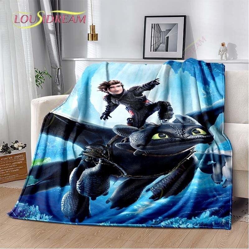 Κινούμενο Σχέδιο Πώς να Εκπαιδεύσεις τον Δράκο σου Χαριτωμένη Κουβέρτα Ελαφρύ Κλινοσκεπάσματα Εξαιρετικά Μαλακή Ζεστή Κουβέρτα Φλις για Κρεβάτι Σαλόνι Καναπέ
