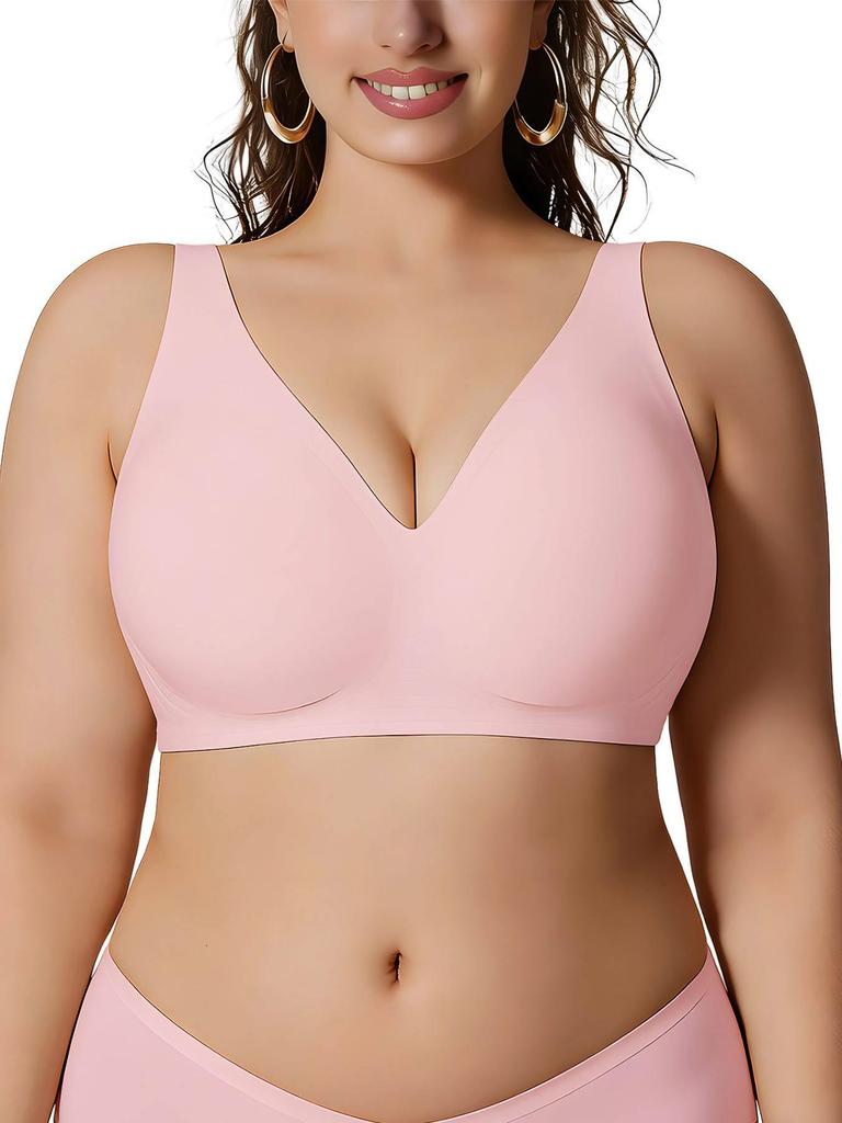 Plus Size Seamless Leopard Print Invisible Bra with Soft Support