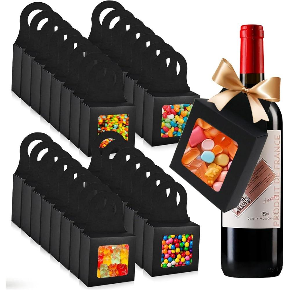 25pcs Bottle Gift Boxes with Clear Window Foldable Paper Gift Packing Box Elegant Gift Boxes with Hanging for Decoration Party Favors Jewelry Making