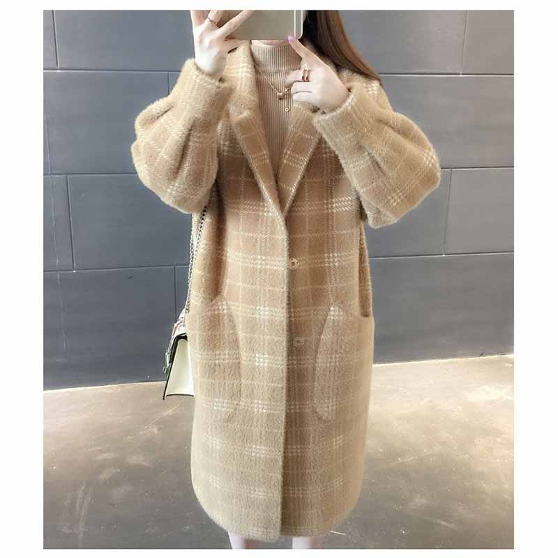 Mink Coat Women's Medium Long Autumn and Winter Foreign Style Cardigan Korean Version Loose Cardigan Coat