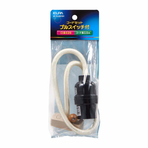 ELPA Cord Set Pull Switch Type Socket Light Bulb 0.5m E26 KP-PL26H(W)