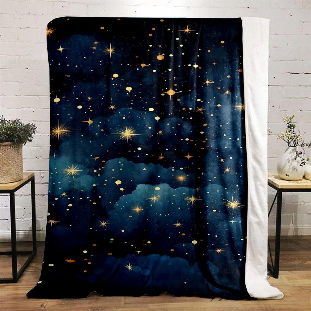 Starry Night Sky Pattern Patterned flannel blanket perfect for the bedroom living room, sofa, or a little nap