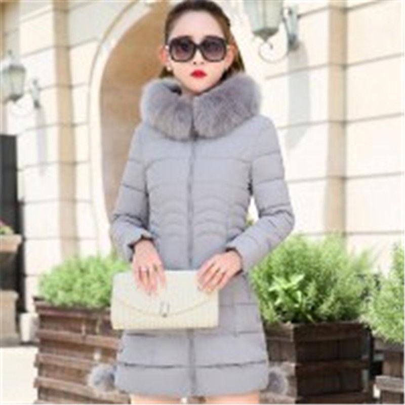 

2025 Winter Korean Style Slim Fit Mid-Length Women s Cotton Coat L серый