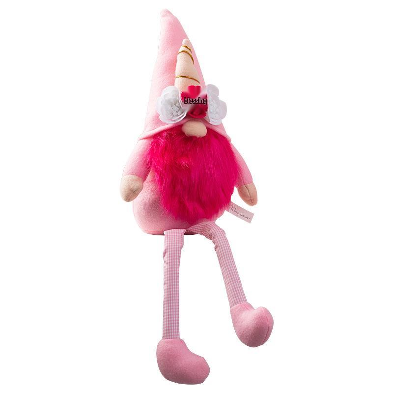 Christmas Pink Plush Rudolph & Nordic Gnome Doll Ornament