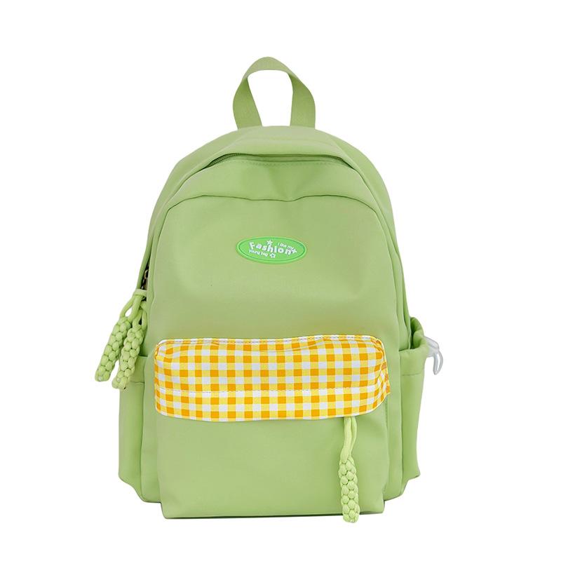 

Summer New High-Value Cute Plaid Pain Bag Backpack for Girls and Boys, Outdoor Casual Double Shoulder Bag зелёный