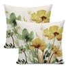 Green Floral Pillow Cover Spring/Summer Country-Style Linen Blend Cushion Cover Universal for Living Room Sofa and Outdoor Use with Invisible Zipper
