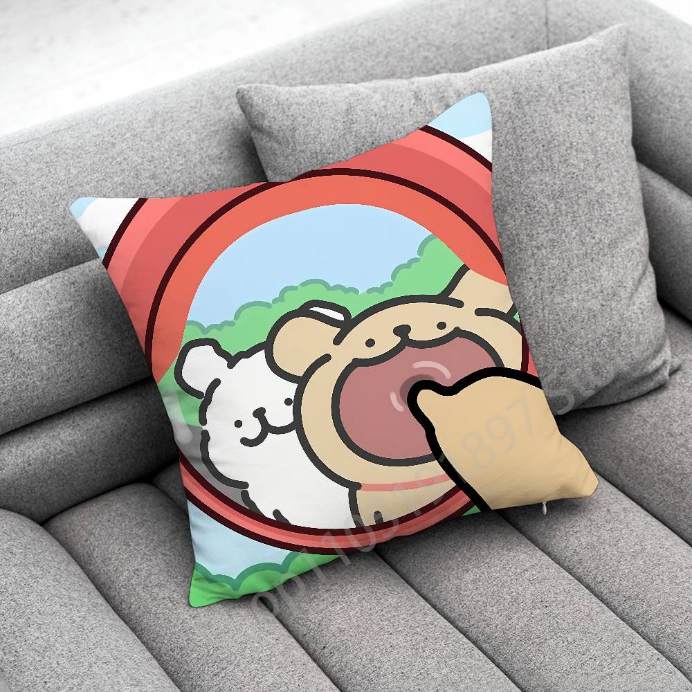 Korea Line Puppy Maltese Dog Throw Pillow Case For 30x30cm 40x40cm 45x45cm 50x50cm 55x55cm Square Sofa Pillowcase Shell