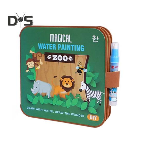 

Волшебная водная раскраска для малышей, карманная складная мультяшная акварельная раскраска, обучающая художественная книга для детей B