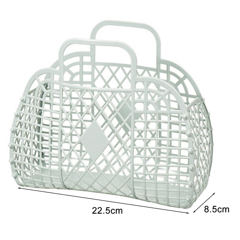 2Pcs Summer Jelly Bag Storage Basket Beach Basket Sundries Vegetable Basket Hollow Jelly Bag Girl Handbag Jelly Beach Tote Bags