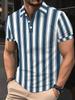 Printed Design – Not Textured Men's Fashion Striped Short-Sleeve Casual Shirt