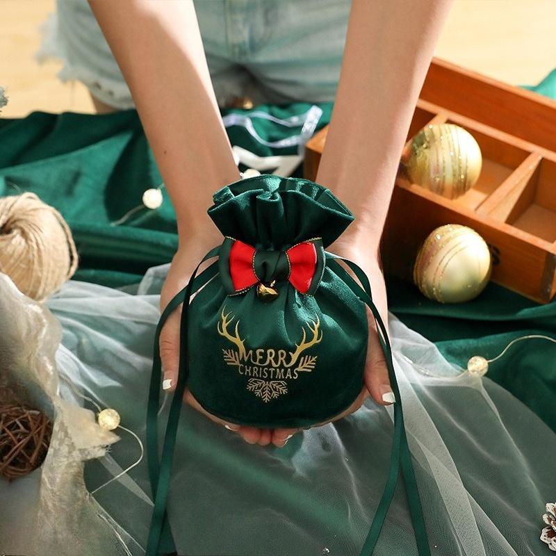 2pcs Elegant Christmas Gift Bags with Drawstring Closur-Foldable Party Favor Bags for Holiday Decorations,Thanksgiving,New Year