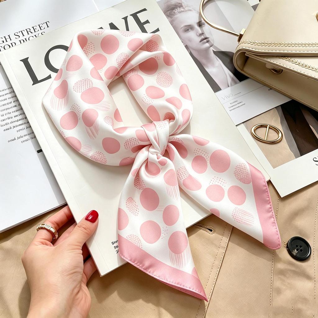 Women's French Retro Cashew Silk Scarf - Versatile Square Scarf & Ribbon Headscarf