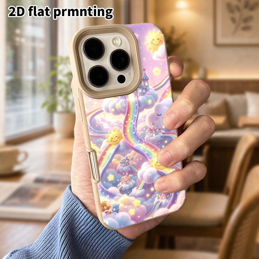 Phone Case: Lambskin 2D Flat Samsung Galaxy A34 A35 M05 M06 S20 S22 S21 FE Plus 5G Protective Case, Rainbow Castle, Christmas and Halloween Gift