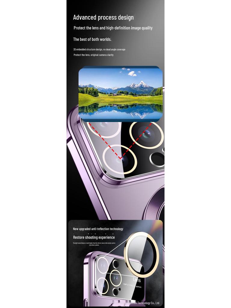 Magnetic Electroplated Clear Case with Lens Film for iPhone 15 Pro Max