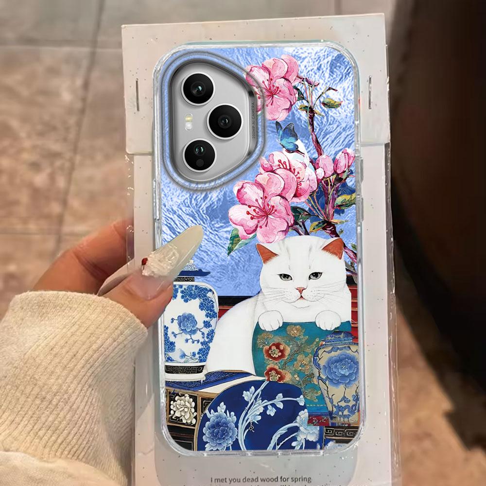 Retro Lucky Cute Cat Flower Phone Case for Honor 400 200 90 Smart Pro Magic7 6 5 70 Lite X9a X9c X9b X8b X8a X8c X7c X6c Cover